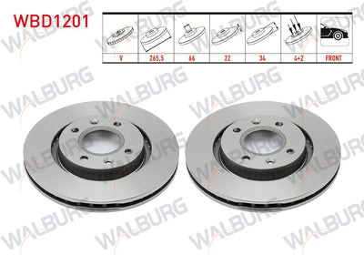 WALBURG WBD1201 Brake Disc Front Air 4 Bjn 265,5X22x66x34 Partner 2.0-1.6 96-08 / Berlingo 1.6 HDi-2.0 — Brake Rotors & Drums