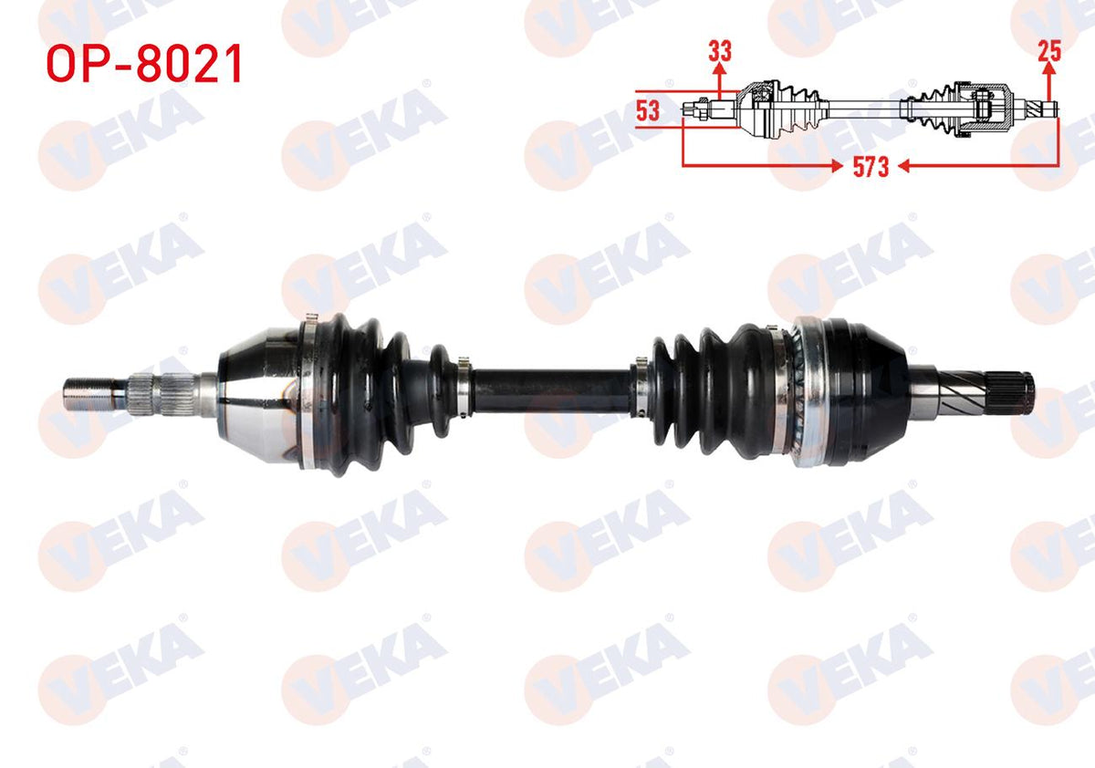 Veka OP-8021 Complete Axle Left Front Opel Astra H 1.3 CDTi Length 573mm 2004-2010 — Axles, CV Joints & Boots