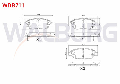 WALBURG WDB711 Brake Pad Front with Wear Indicator Fiat Egea 1.3 Mjt 95 Hp 2015-/ 1.4 T-Jet 120 Hp 2015-/ 1.6 Mj — Brake Pads