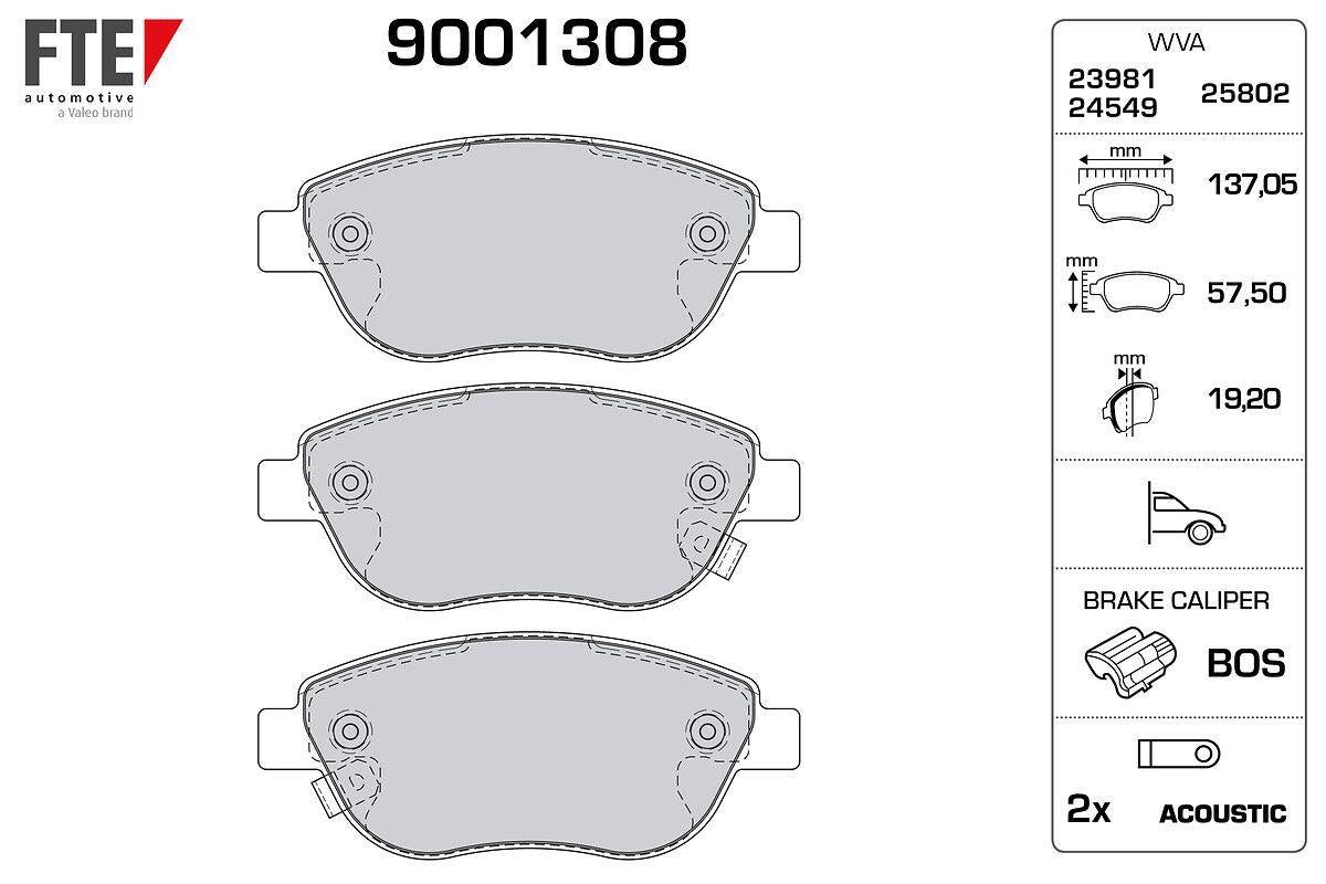 Fte 9001308 Front Brake Pad Fiat 500 0,9 /1.6 /1,3D Multijet 09 /12 — Brake Pads