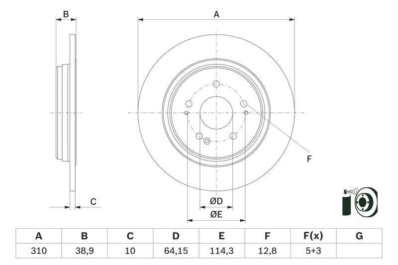 BOSCH Brake Disc Set for Honda CRV V 16- — Brake Rotors & Drums