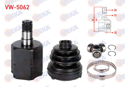 Veka VW-5062 CV Joint Left-Right Front Inner Volkswagen Golf V (1K1) 1.6i A-T 26X32x31 Length 157 — Axles, CV Joints & Boots