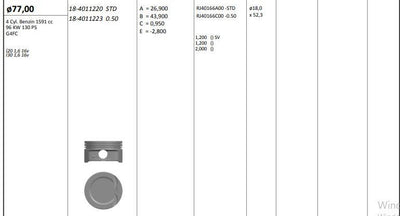 King 184011220 Piston 77.00 mm (Std) Hyundai i20 i30 1.6 16V G4fc (Rıken with Piston Rings) — Pistons & Rotating