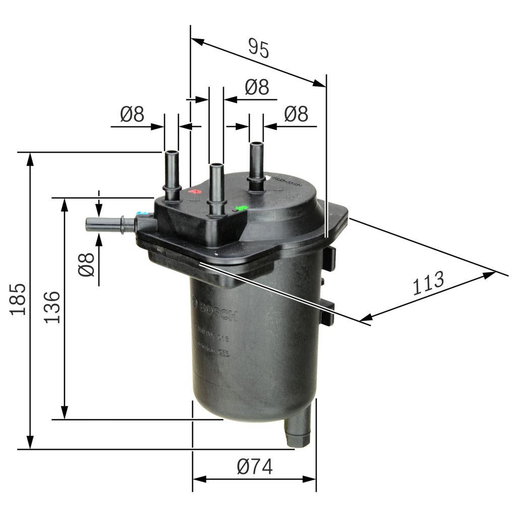 Bosch 0450907013 Fuel Filter Clio II Kango Micra III Note Juke 1.5 dCi K9k — Fuel Delivery