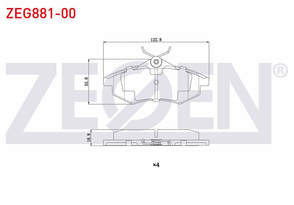 Zegen ZEG881-00 Brake Pad Front Citroen C3 (Fc) 1.4 VTI 2002-2009 / C3 (Fc) 1.4 HDi 2002-2009 / C2 (Jm) 1.4 2003 — Brake Pads