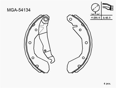 MGA 54134 Brake Drum Brake Pad with Lever (Opel: Vectra A Astra F 93-98 /Chevrolet: Lacetti 03 -) — Brake Pads