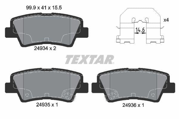 Textar 2493401 Brake Pad Rear Accent Gasoline-Diesel 2011