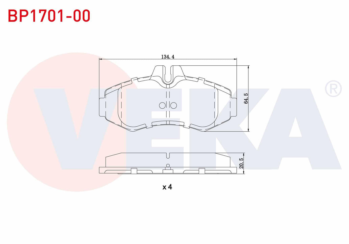 Veka BP1701-00 Brake Pad Front Mercedes Vito (638) 108 CDI 1997-2003 / Vito (638) 110 CDI 1997-2003 — Brake Pads