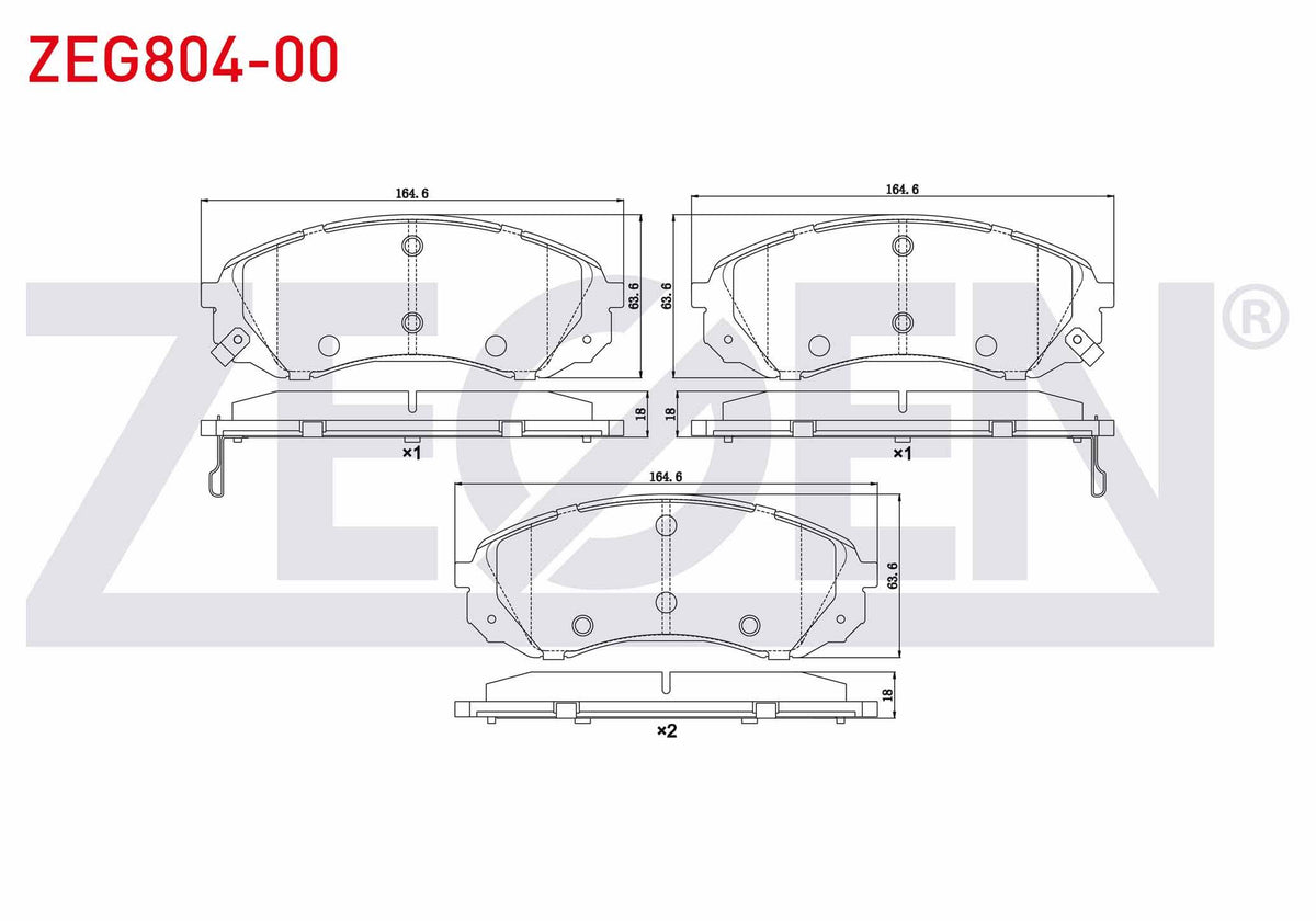 Zegen ZEG804-00 Brake Pad Front with Wear Indicator Hyundai H1 Starex 2.5 CRDi 170 Hp 2008-/ Kia Carnival III 2. — Brake Pads