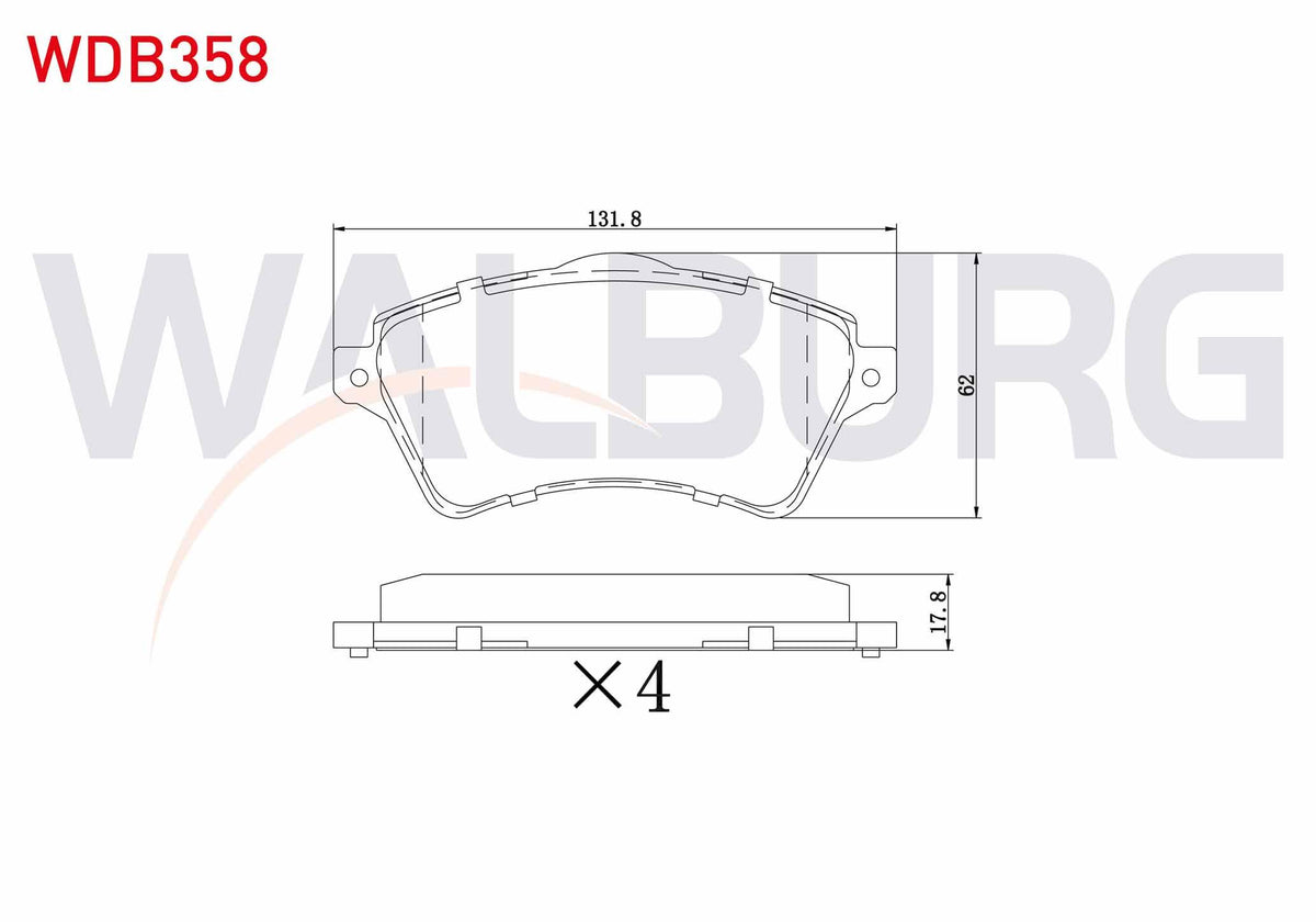 WALBURG WDB358 Brake Pad Front Land Rover Freelander (Ln) 2.5i 18.20mm 2000-2006 — Brake Pads