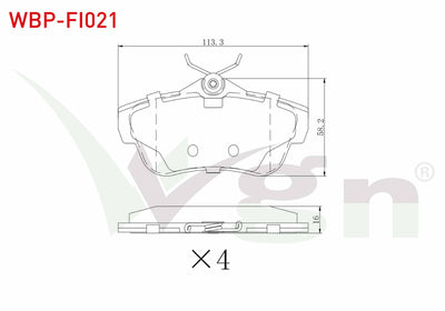 WGN WBP-FI021 Brake Pad Rear Fiat Scudo (270) 1.6 Mjt 2007-/ Scudo 2.0 Mjt 2007-/ Citroen Jumpy II 1.6 HDi 2006 — Brake Pads