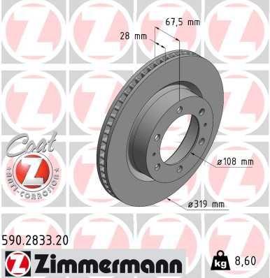 Zimmermann 590.2833.20 Brake Disc — Brake Rotors & Drums