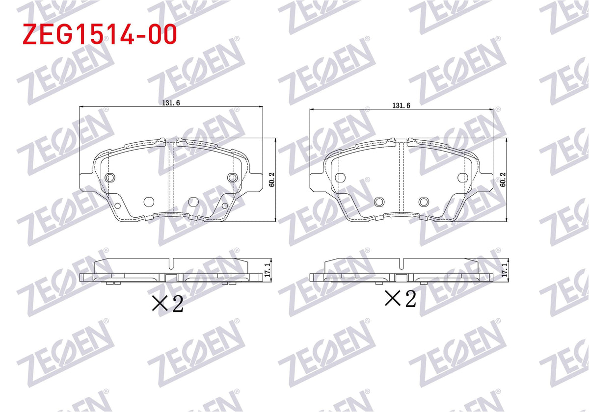 Zegen ZEG1514-00 Brake Pad Front Ford Tourneo Courier 1.5 TDCi 2014-/ 1.6 TDCi 2014-/ B-Max 1.6 TDCi 2012-/ Fies — Brake Pads