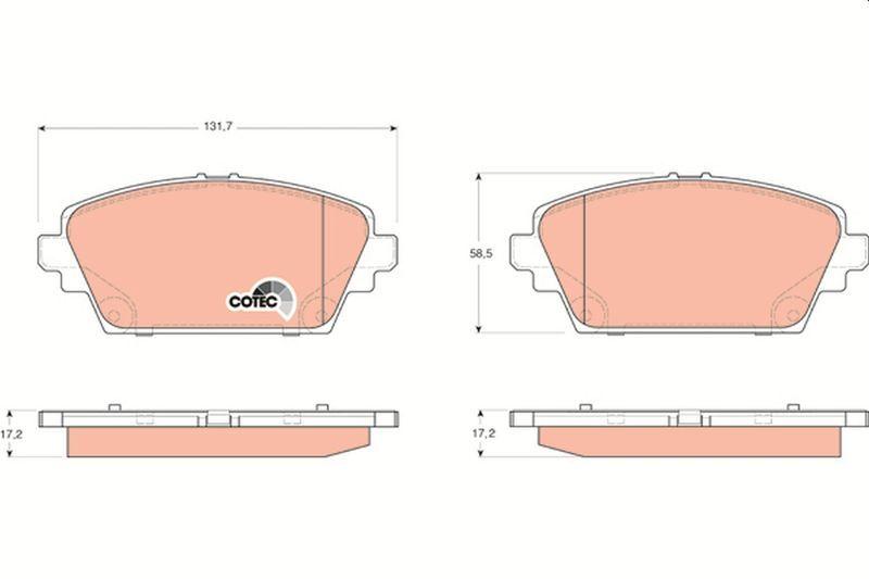 TRW GDB3227 Brake Pad Set - Front Brake Pads for Nissan Primera & Honda Accord
