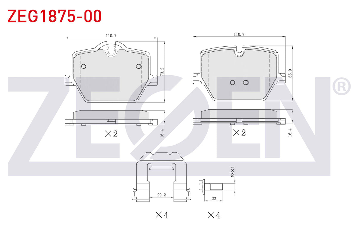 Zegen ZEG1875-00 Brake Pad Rear BMW 3 Series (G20) 2018-/ 4 Series (G22) 2019-/ Z4 (G29) 2019 — Brake Pads
