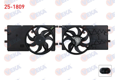Veka 25-1809 Fan Motor (Su + A/C) with Shroud Single Fiat Fiorino (225) 1.3 Mjt Ac + 2007 — Motors, Pumps & Antennas