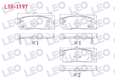 LEO L10-1197 Brake Pad Rear with Wear Indicator Chevrolet Captiva (C100) 2.0 D 2006-2012 /Captiva (C140) 2.0 D 2 — Brake Pads