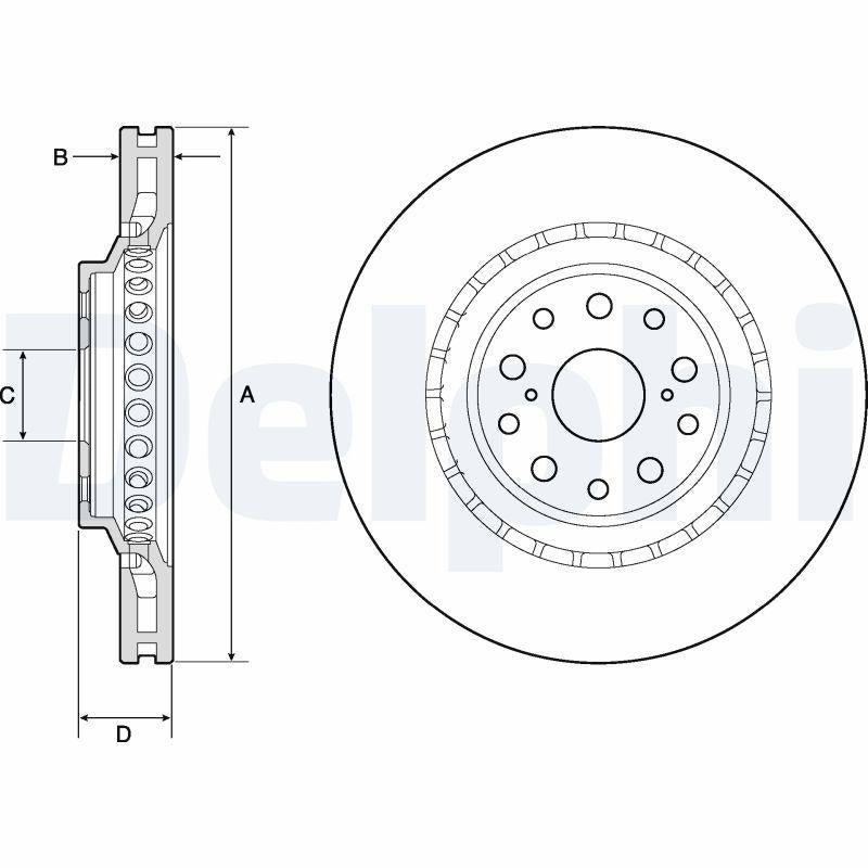 Delphi BG9187C Brake Disc (Single Pack)-Painted, Drilled