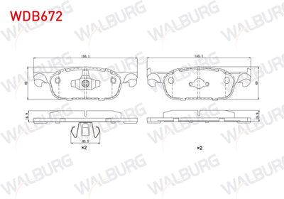 WALBURG WDB672 Brake Pad Front Renault Clio IV 1.5 dCi 2012-/ Clio IV 0.9 TCE 2012-/ Clio IV 1.2 16V 2012-/ Clio — Brake Pads