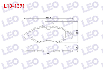 LEO L10-1391 Brake Pad Front Ford Escort VI 1.3 1992-1995 / Escort VI 1.6i 1992-1995 / Escort VI 1.4 1992-1995 — Brake Pads