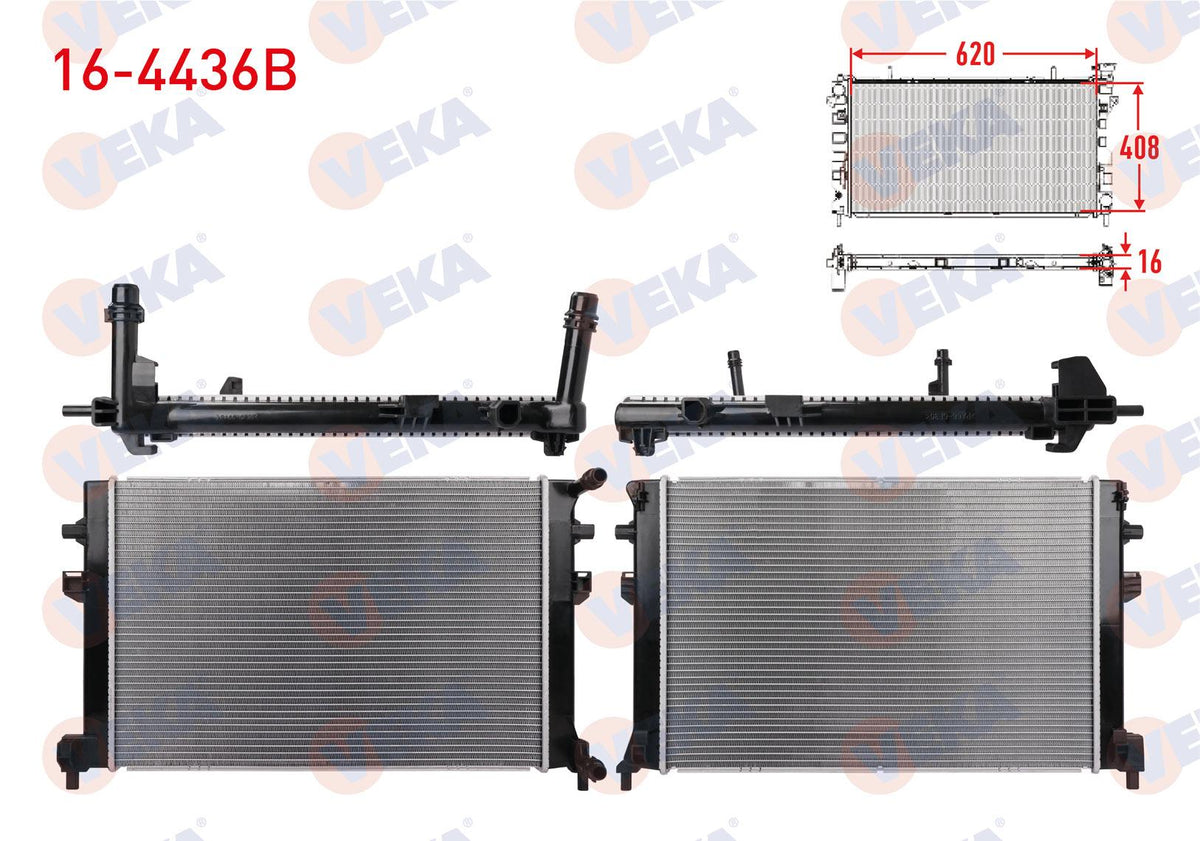 Veka 16-4436B Ek Su Radiator Brazing Klıpslı Volkswagen Golf VII (5G1) 1.6 TDI A-T / M-T 2012