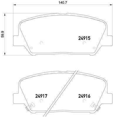 Brembo P30065 Brake Pad Front Hyundai Elantra i30 Santafe / Kia Optima Cerato Ceed Carens 11-16 — Brake Pads