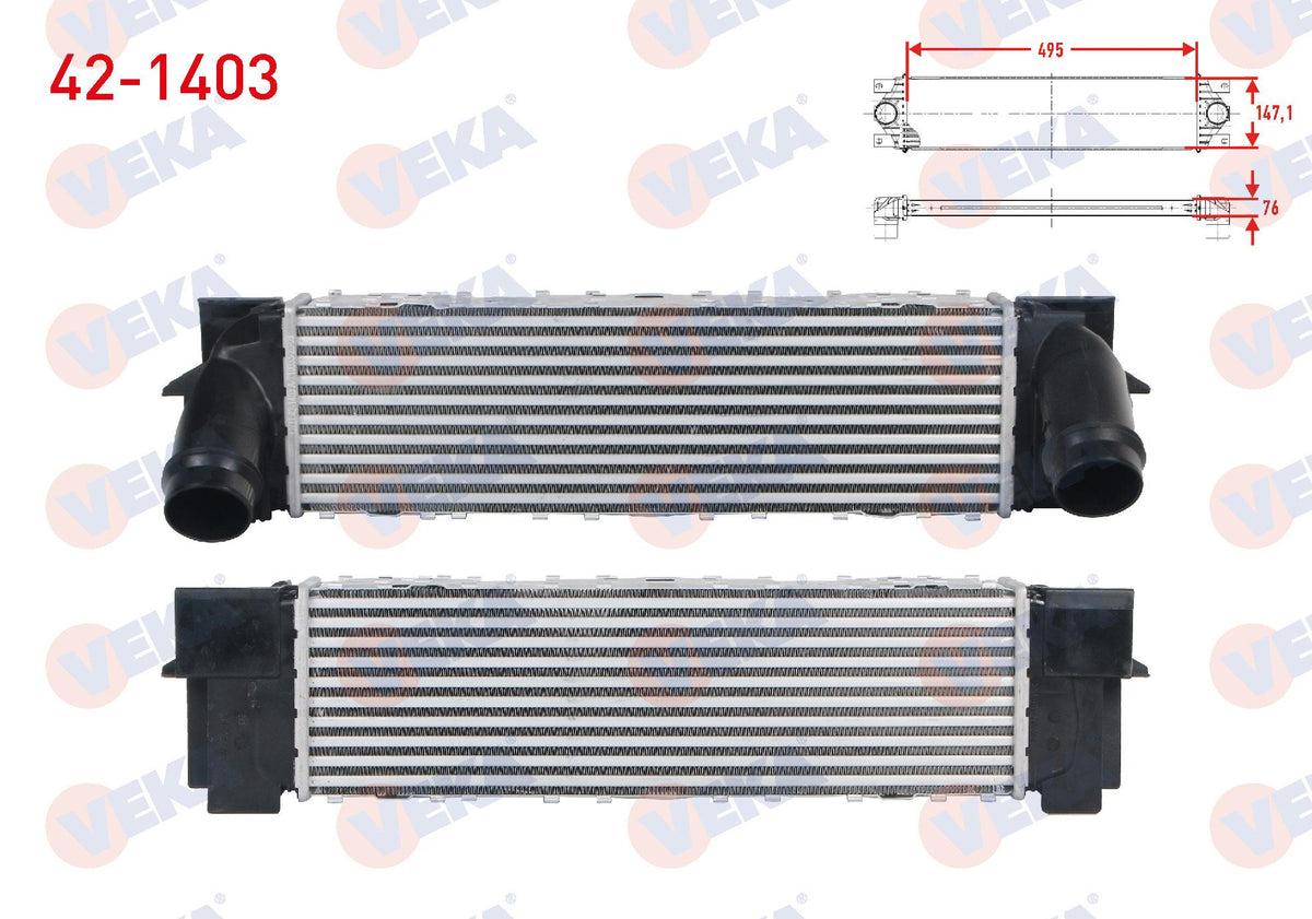 Veka 42-1403 Turbo Radiator (Intercooler) BMW X3 (F25) xDrive 2.0 D-xDrive 2.0i 2010-/ X4 (F26) xDrive 2.0 — Radiators & Fans