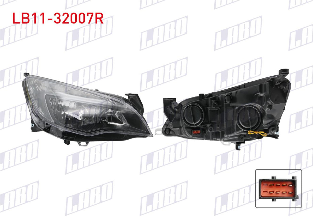 LABO LB11-32007R Headlight Right Daytime LED with Turn Signal Opel Astra J — Tail, Signal & Reflectors