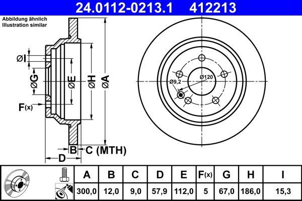 ATE 24.0112-0213.1 Brake Disc Rear V CLAss W447 14 > Vito W447 14 > — Brake Rotors & Drums
