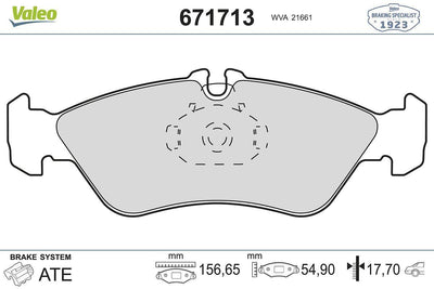 Valeo 671713 Brake Pad Rear Sprinter 96 > 06 Lt 28 35 46 96 > — Brake Pads