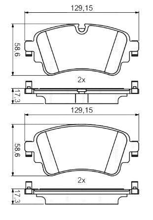 MGA 55673 Rear Brake Pad (Disc 300×12 Audi A4 16-A5 17 -) (Disc 330×22 Audi Q5 17 -) — Brake Pads