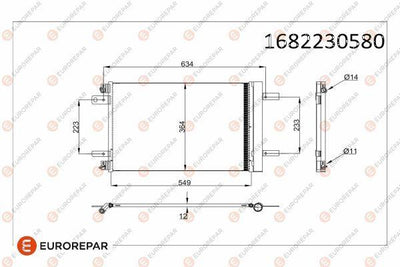 Eurorepar 1682230580 A/C Condenser P308 P3008 P508 P5008 Partner Expert Traveller 1.5 1.6 2.0 Blue — Condensers & Evaporators