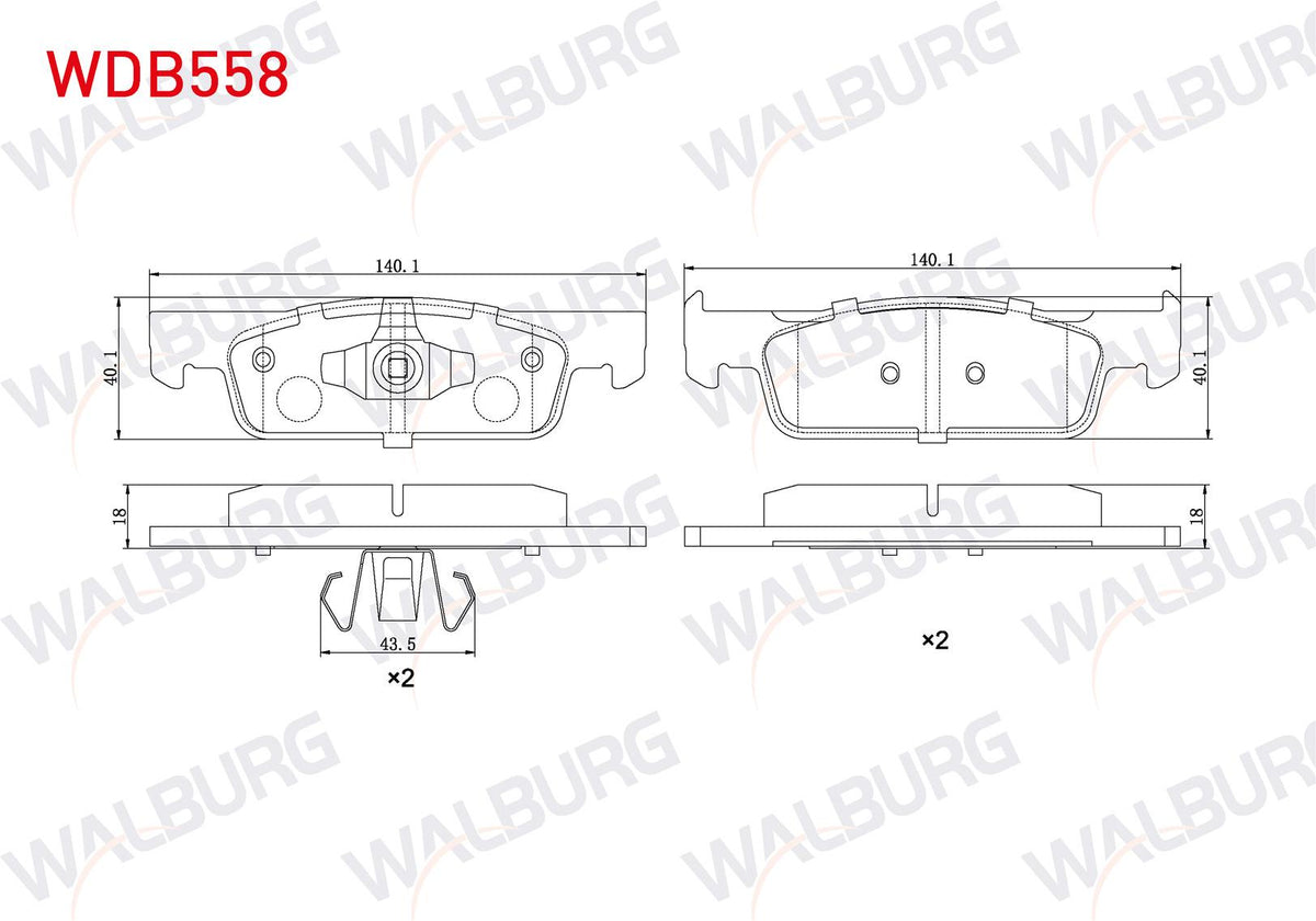 WALBURG WDB558 Brake Pad Front Renault Symbol III (Jz0 / 1) 1.5 dCi 16 Rim 2012-/ Clio IV 1.5 dCi 75 Hp 2012-/ C — Brake Pads