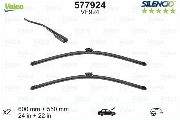 VALEO Wiper Blade Set - Durable 24 Inch & 22 Inch Blades for Left-Hand Drive Cars — Wipers