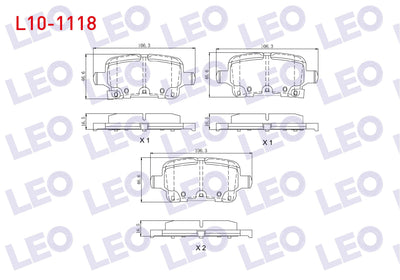 LEO L10-1118 Brake Pad Rear with Wear Indicator Opel Astra K 1.0i Turbo-1.4i Turbo-1.6 CDTi 15-16 Rim 2015