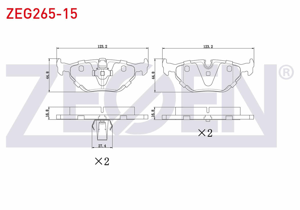 Zegen ZEG265-15 Brake Pad Rear BMW 5 Series (E39) 520 i 1995-2003 / (E39) 523 i 1995-2003 / (E39) 525 D 1995-200 — Brake Pads