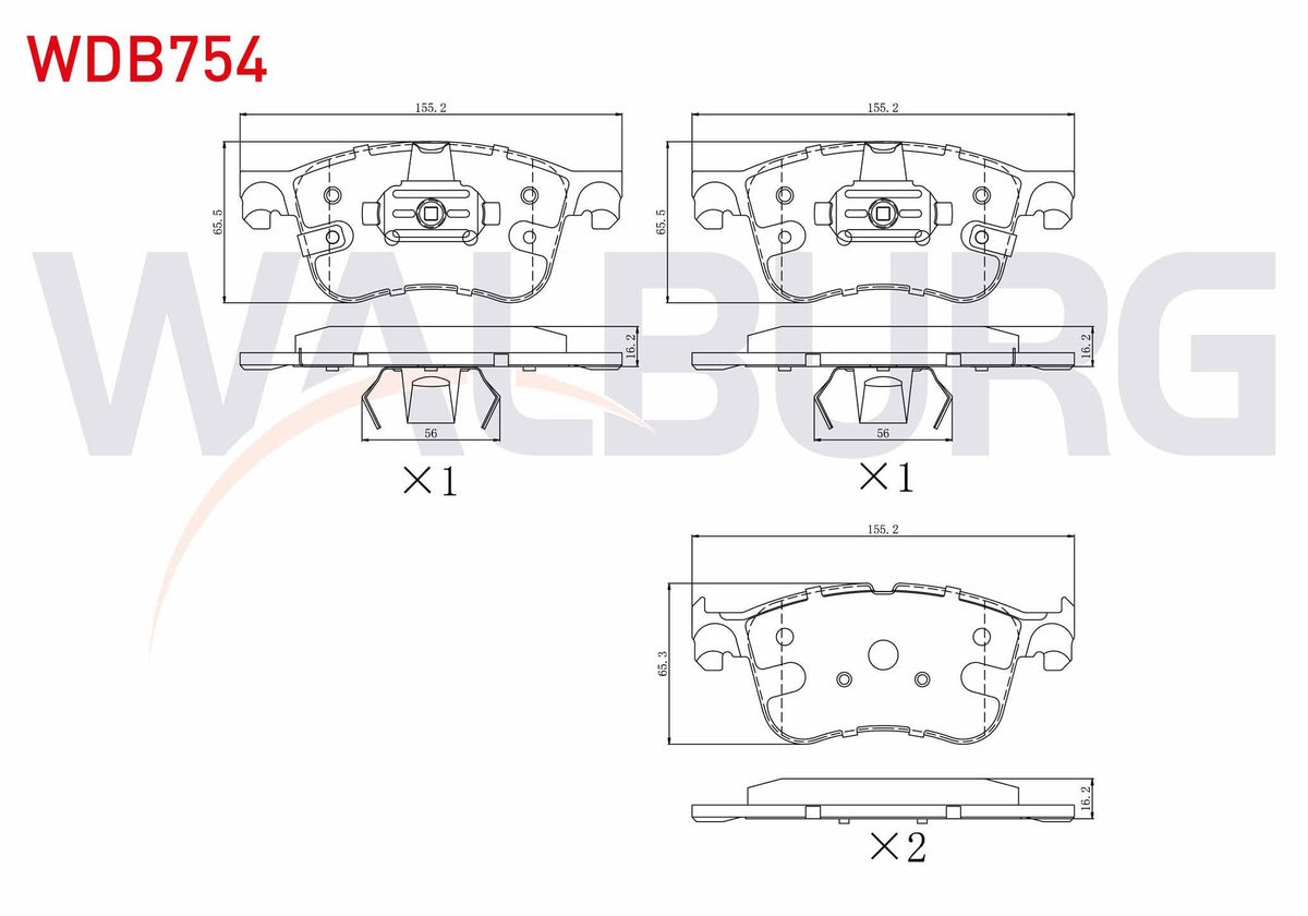 WALBURG WDB754 Brake Pad with Wear Indicator Front Ford Focus IV 2018-/ Kuga III 2019-/ Puma 2020 — Brake Pads