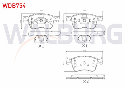 WALBURG WDB754 Brake Pad with Wear Indicator Front Ford Focus IV 2018-/ Kuga III 2019-/ Puma 2020 — Brake Pads