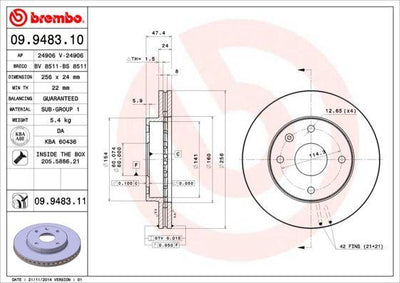 Brembo 09.9483.11 Brake Disc Front UV Coated Chevrolet — Brake Rotors & Drums
