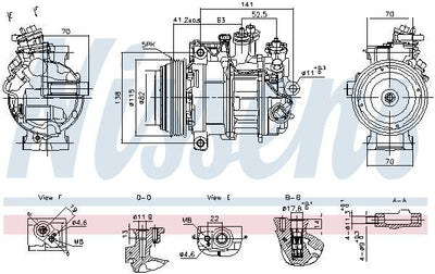Nissens 890919 Mercedes W205/W213/W447/W907/W910/X253 Vito/GLC/CLS A/C Compressor