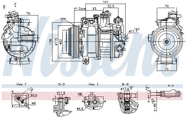 Nissens 890919 Mercedes W205/W213/W447/W907/W910/X253 Vito/GLC/CLS A/C Compressor