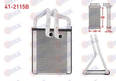 Veka 41-2115B Heater Radiator Brazing Hyundai Tucson 2.0 CRDi 2004-2010 — Radiators & Fans