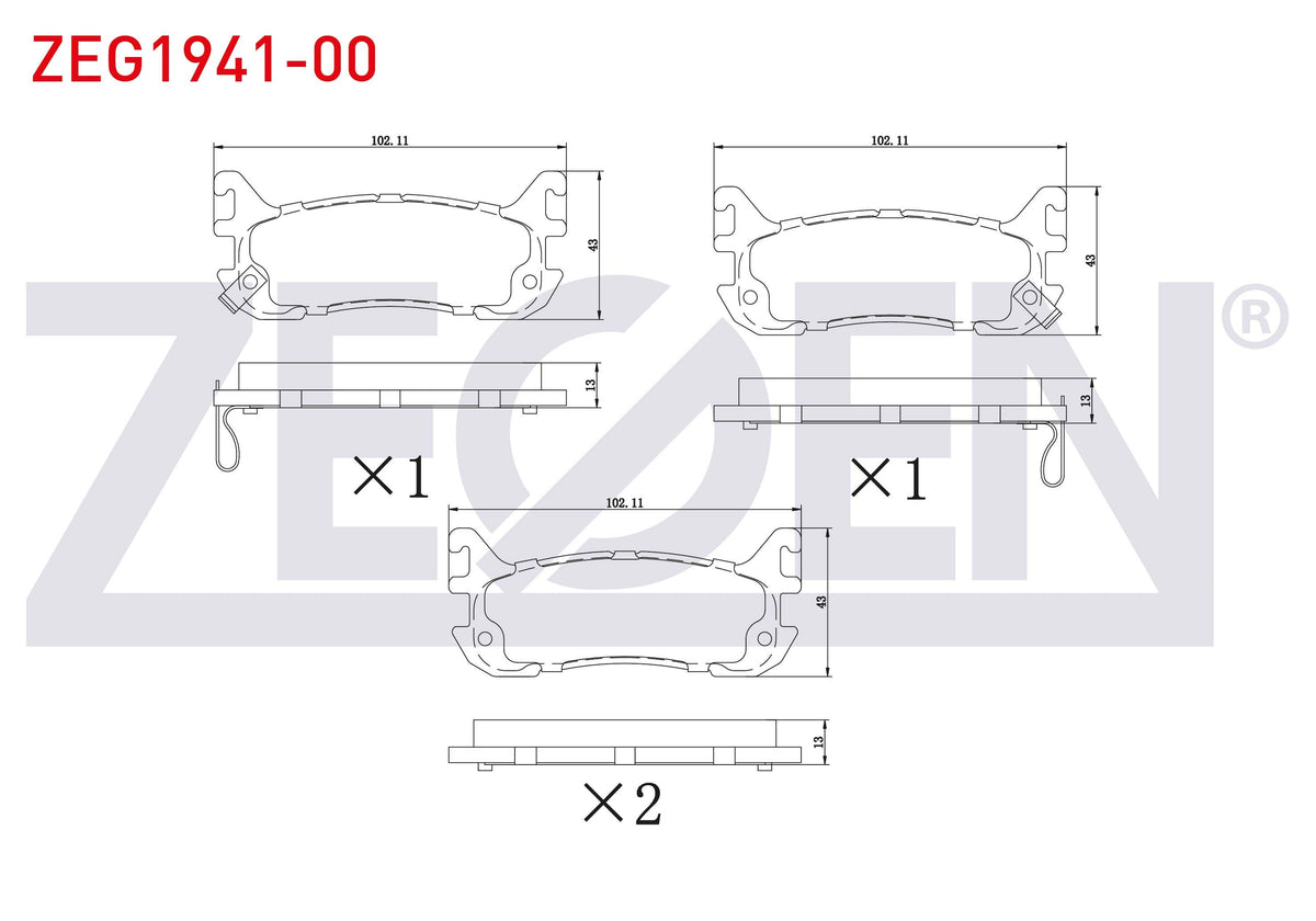 Zegen ZEG1941-00 Brake Pad Rear with Wear Indicator Mazda 323 V 1.5i 16V-1.8i 16V 1994-1998 / Mx-5 I 1.6i 16V-1. — Brake Pads