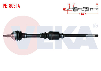Veka PE-8031A Complete Axle Right Front Peugeot Partner (5 — Axles, CV Joints & Boots