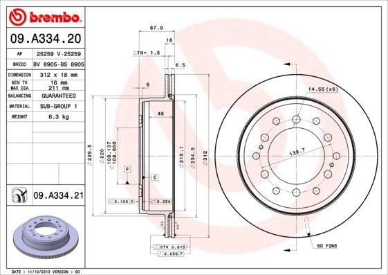 BREMBO UV Coated Rear Brake Disc - Compatible with Toyota Land Cruiser (2.7-4.0 D-4D) — Brake Rotors & Drums