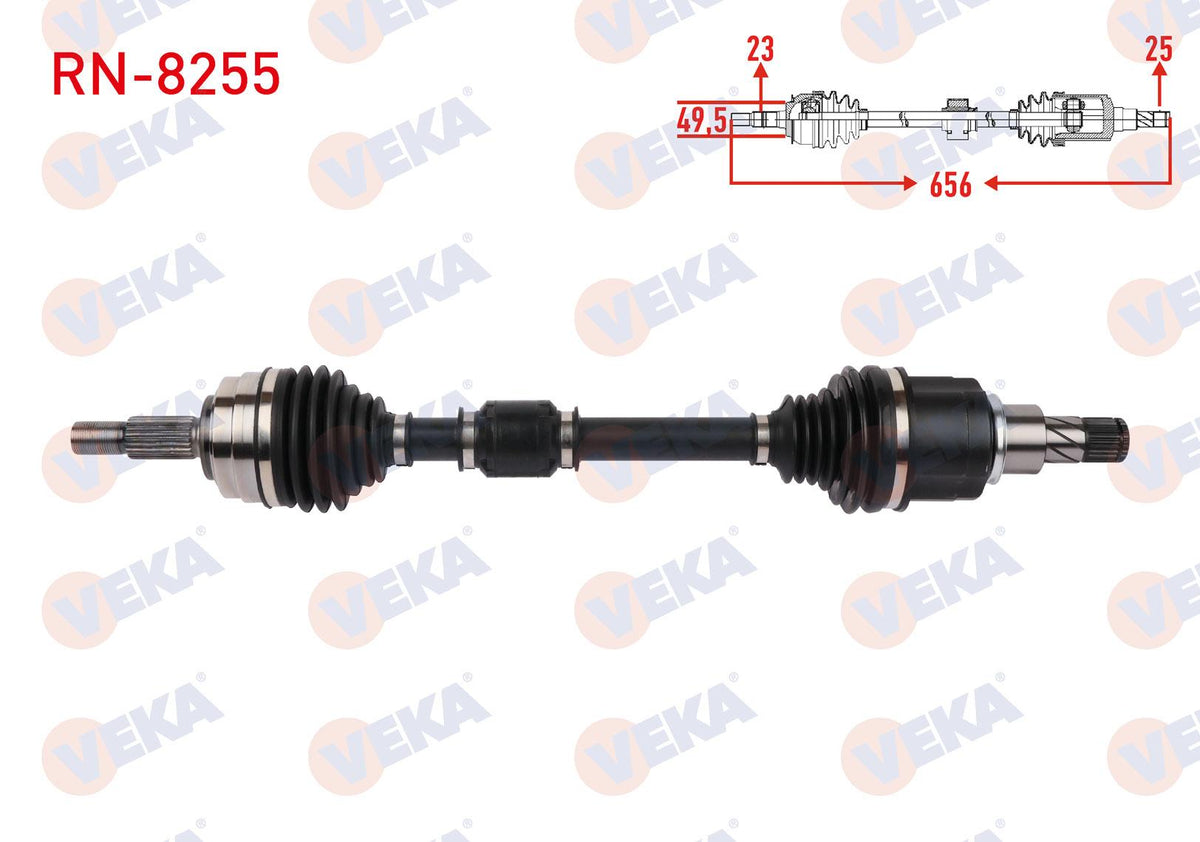 Veka RN-8255 Complete Axle Left Front Length 656mm Renault Clio V (B7_) 1.0 TCE 100 (B7mt) Jt4 Cvt — Axles, CV Joints & Boots