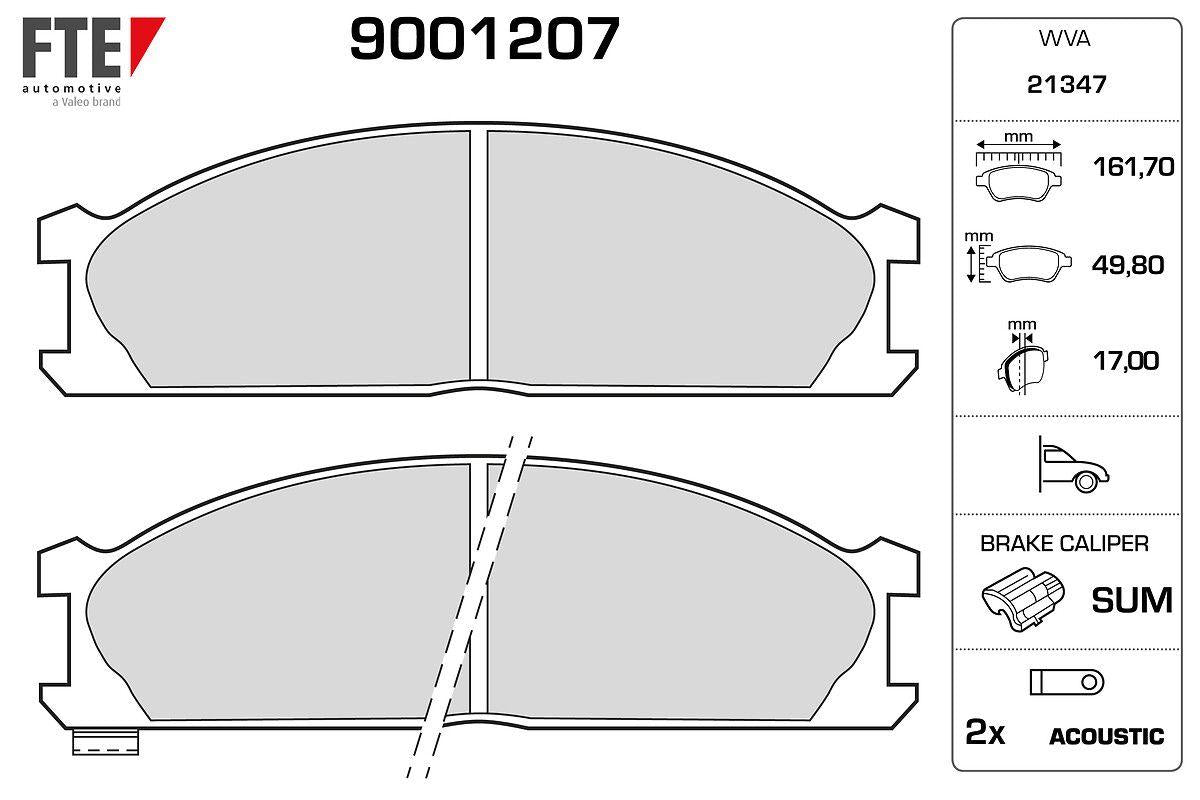 Fte 9001207 Brake Pad Front Nissan Pick Up D22 Td25 98-02 Pathfinder 86-95 Urvan 95-00