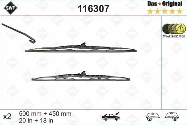 SWF 116307 Glass Wiper Set - 20 Inch and 18 Inch — Wipers