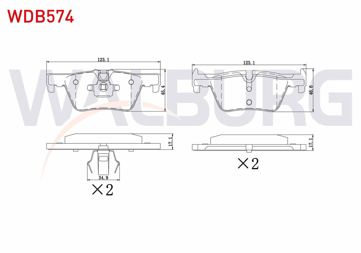 WALBURG WDB574 Brake Pad Rear BMW 1 Series (F20,F21) 116 i 2010-/ 118 i 2010-/ 116 D 2010-/ 120 D 2010-/ 3 Serie — Brake Pads