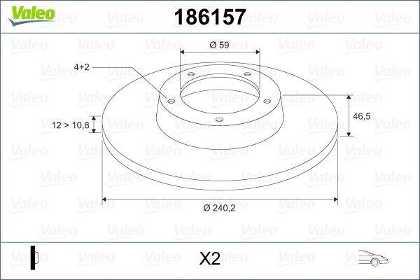 VALEO 186157 Front Brake Disc - Compatible with Albea, Duna, and Elba — Brake Rotors & Drums